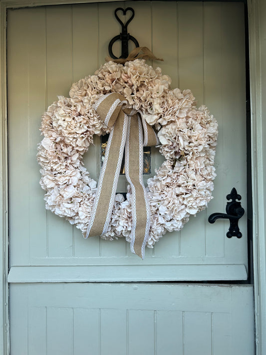 Rustic dry touch hyrange faux wreath