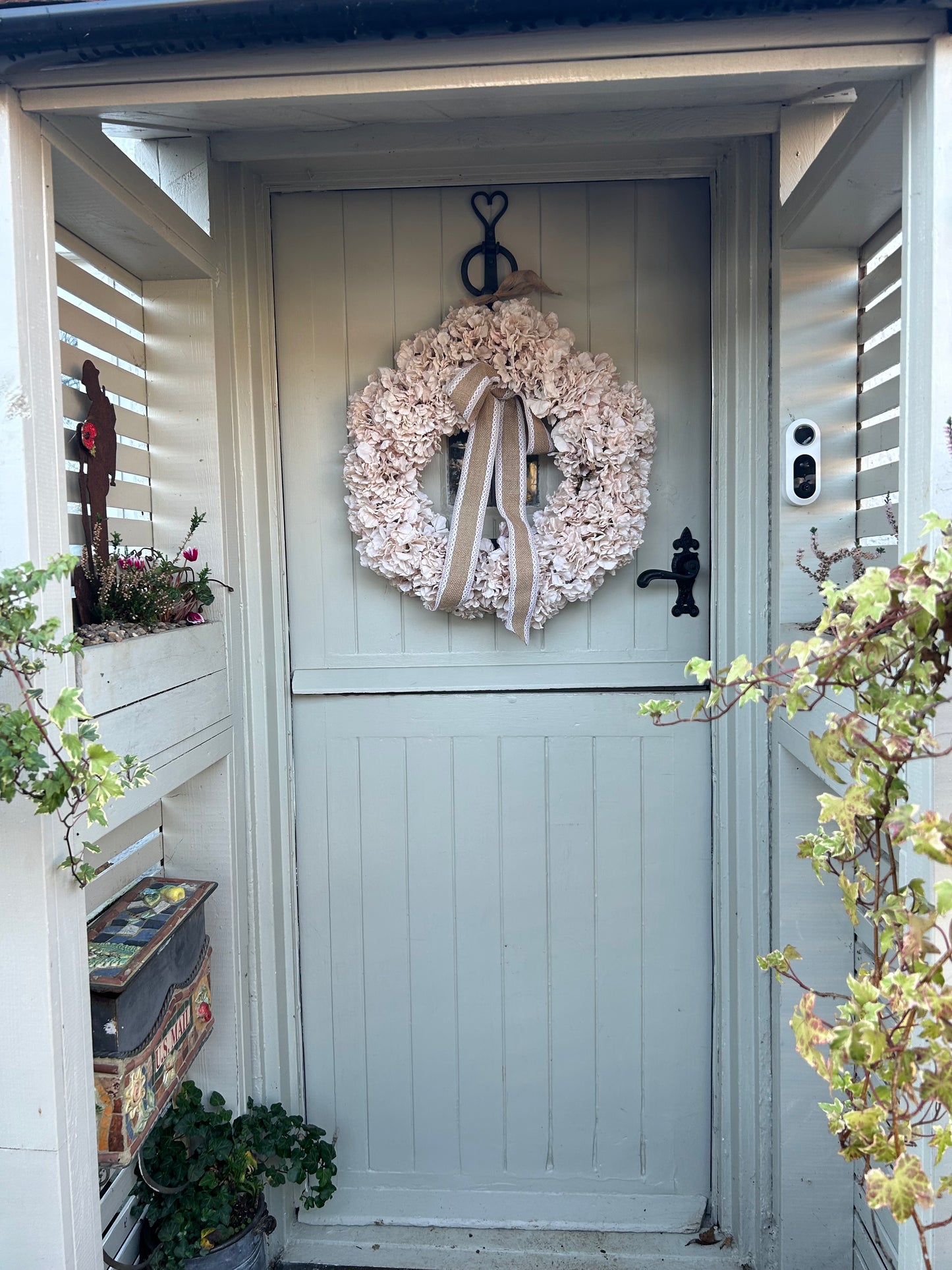 Rustic dry touch hyrange faux wreath