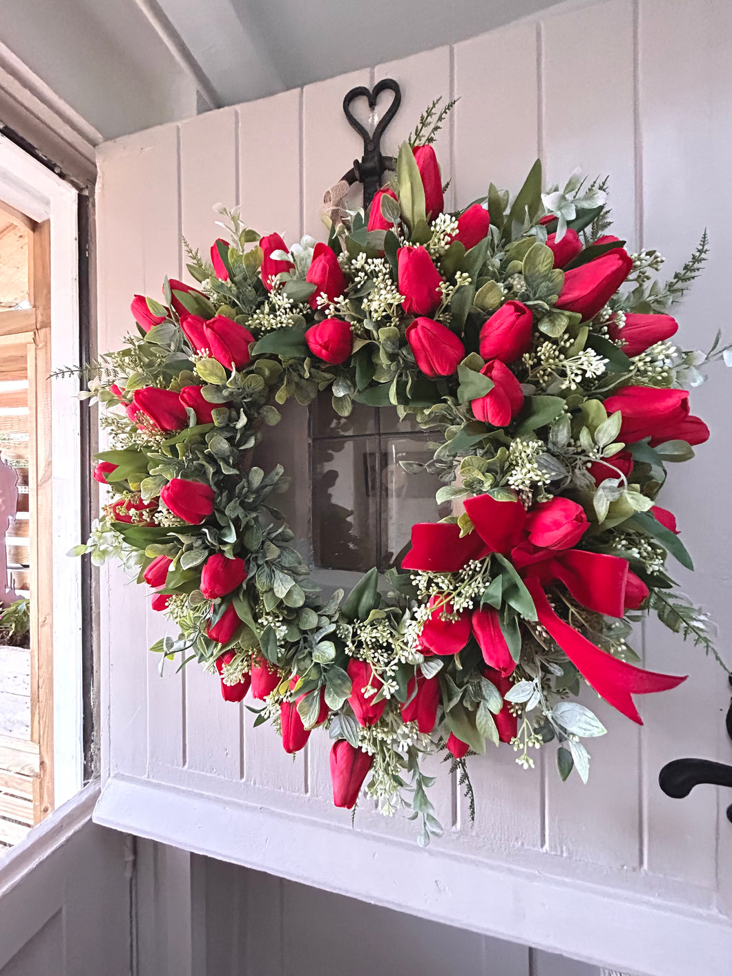 “GRACIE” red faux wreath (FREE P&P