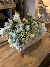 Load image into Gallery viewer, Luxury floral Handmade wooden trough with magnolia and artificial floral display (FREE P&amp;P)
