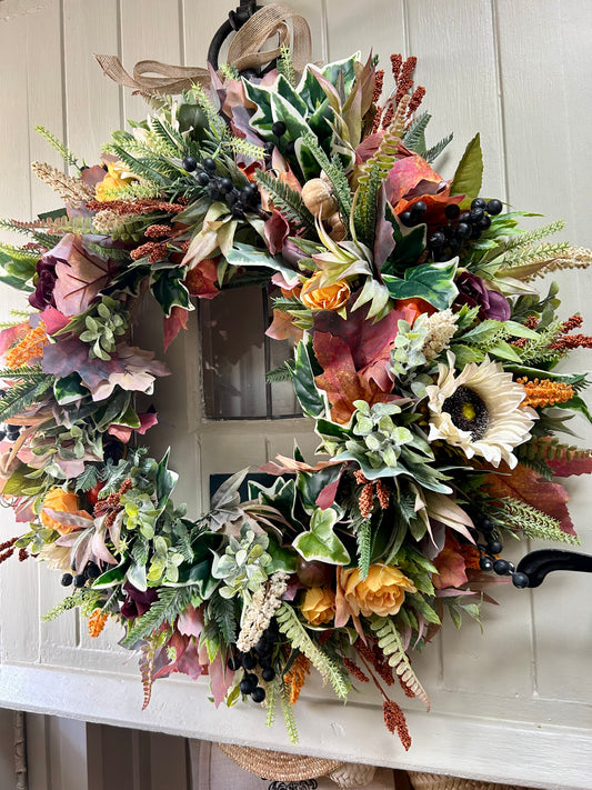 “FRANCES” autumn artificial wreath (FREE P&P)