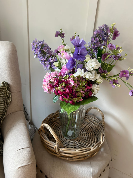 “FAYE” Spring summer bouquet with glass vase & free P&P