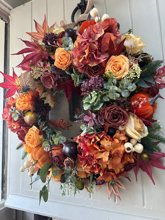 Autumn ready to post  artificial wreath (FREE P&P)