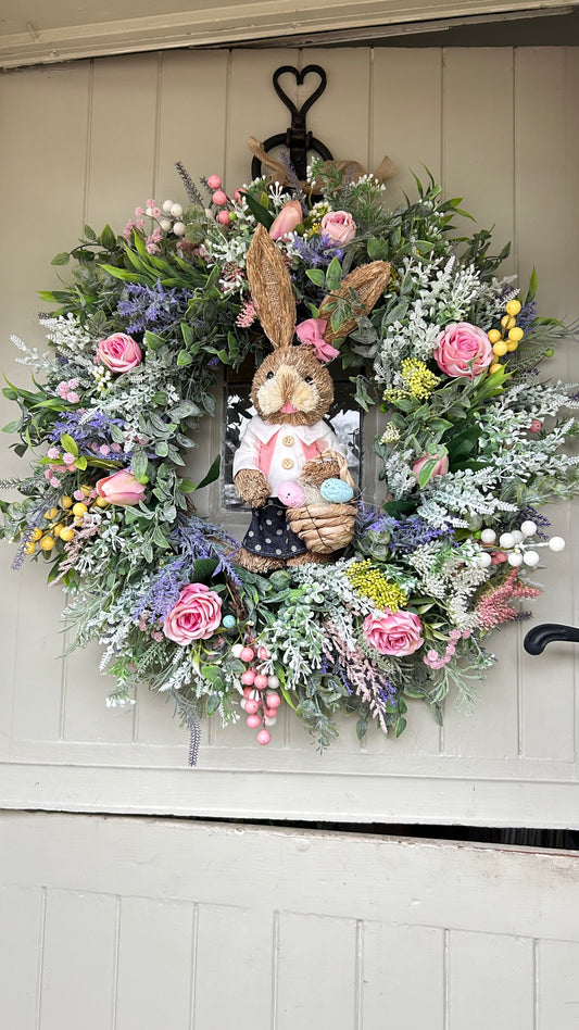 Large “BUNNY” spring surprise wreath( free P&P)