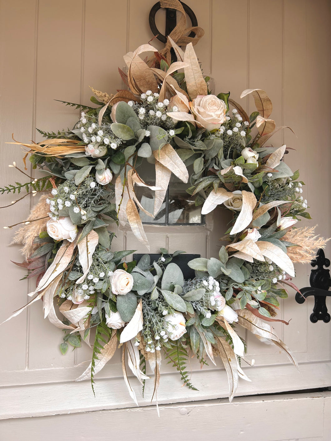 “VANILLA” country faux wreath (FREE P&P)