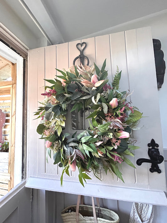Penelope Pink tulip faux wreath (FREE P&P)
