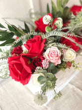 Load image into Gallery viewer, Lovers roses Handmade wooden trough with artificial floral display (FREE P&amp;P)
