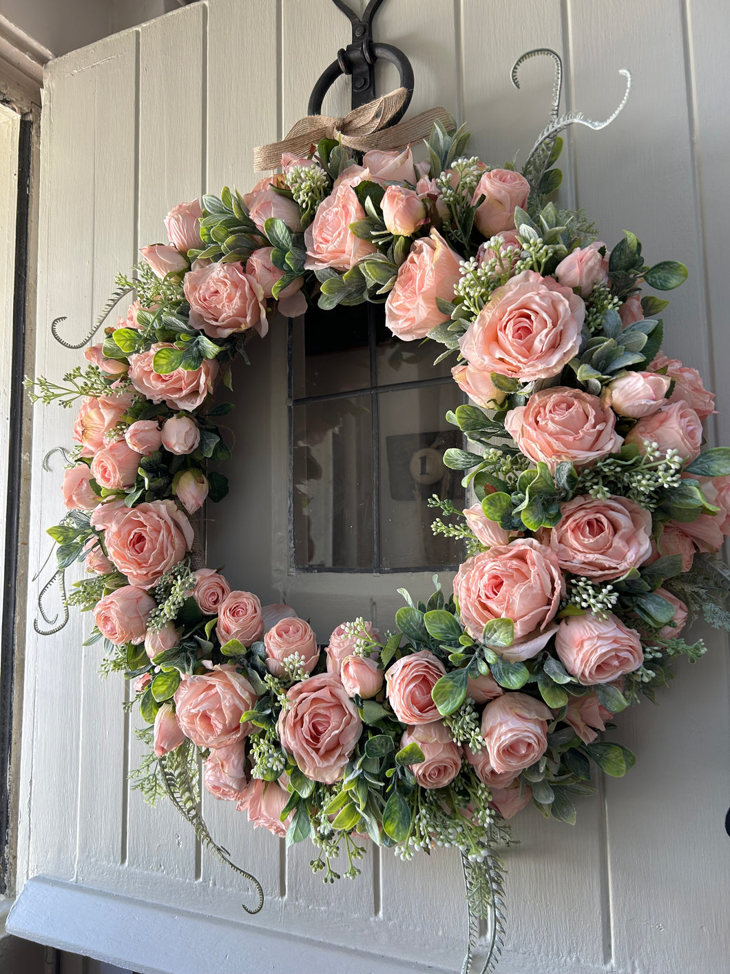 “POLLY” rose artificial wreath (FREE P&P)