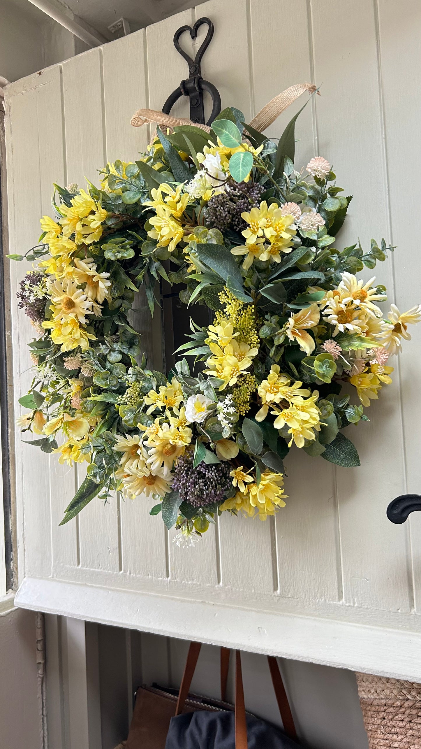 Spring yellow artificial wreath (FREE P&P)