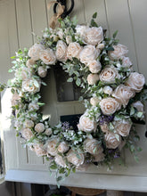 Load image into Gallery viewer, “CHELSEA” full bloom rose artificial wreath (FREE P&amp;P)
