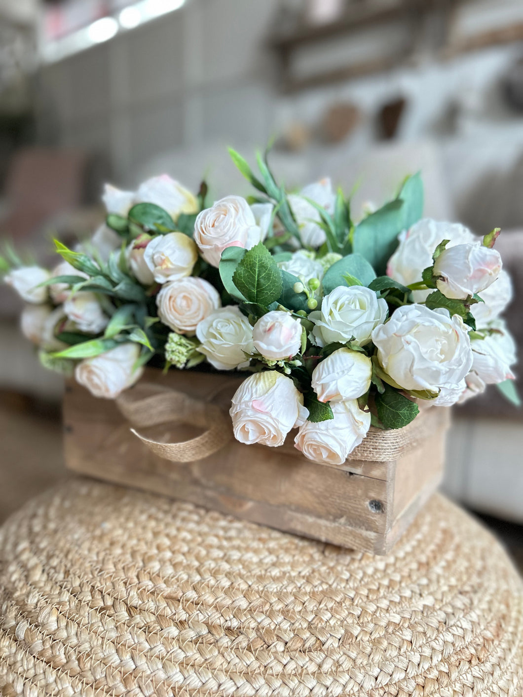 rustic dried rose  (TROUGH FLOWER BOX) FREE P&P