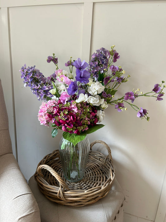 “FAYE” Spring summer bouquet with glass vase & free P&P