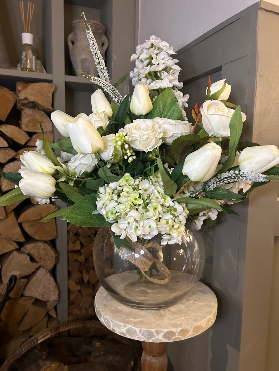 Spring summer bouquet with vase & free P&P