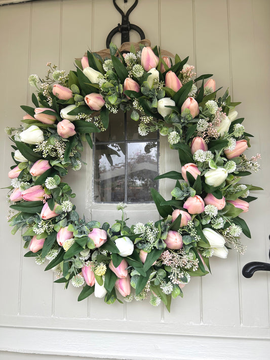 “JESSY” summer tulip faux wreath (FREE P&P