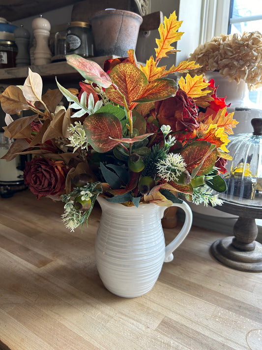 Autumnal bouquet with jug vase & free P&P low stock