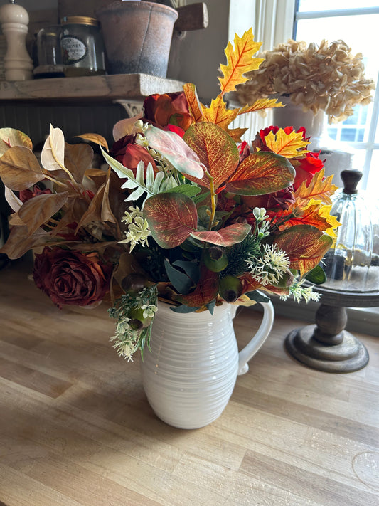 Autumnal bouquet with jug vase & free P&P low stock
