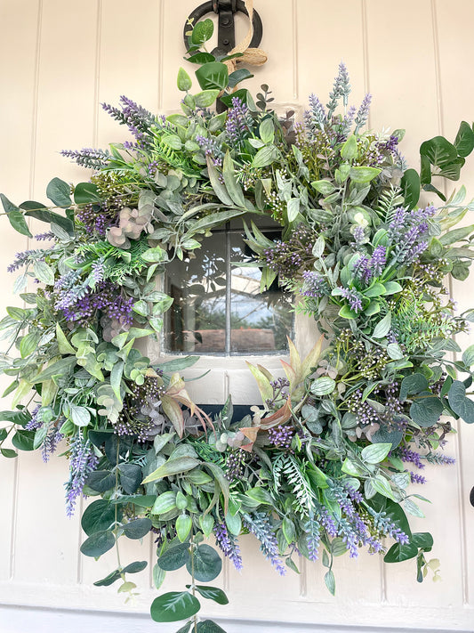 “COTTAGE LAVENDER” faux wreath (FREE P&P)