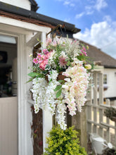 Load image into Gallery viewer, Mixed artificial flower hanging basket (FREE UK P&amp;P)
