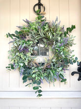 Load image into Gallery viewer, “COTTAGE LAVENDER” faux wreath (FREE P&amp;P)
