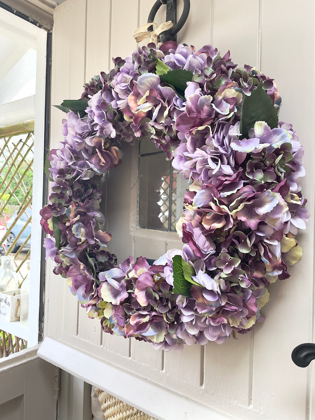 “PATSY” plum hydrangea artificial wreath (FREE P&P)