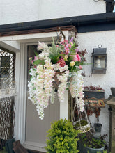 Load image into Gallery viewer, Mixed artificial flower hanging basket (FREE UK P&amp;P)
