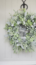 Load and play video in Gallery viewer, “EVERGREEN” farmhouse faux wreath
