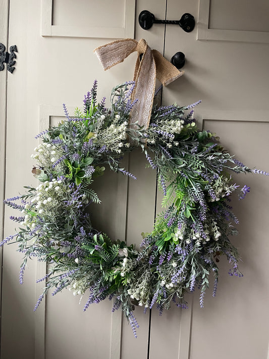 “LUCY” lavender faux wreath