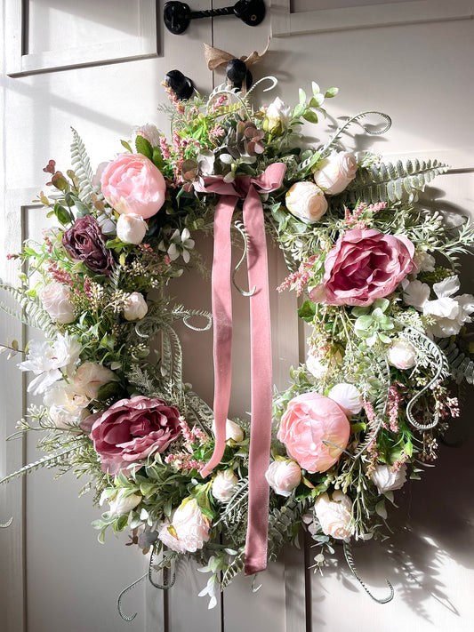 “BRIDGERTON” English garden faux wreath (FREE P&P)