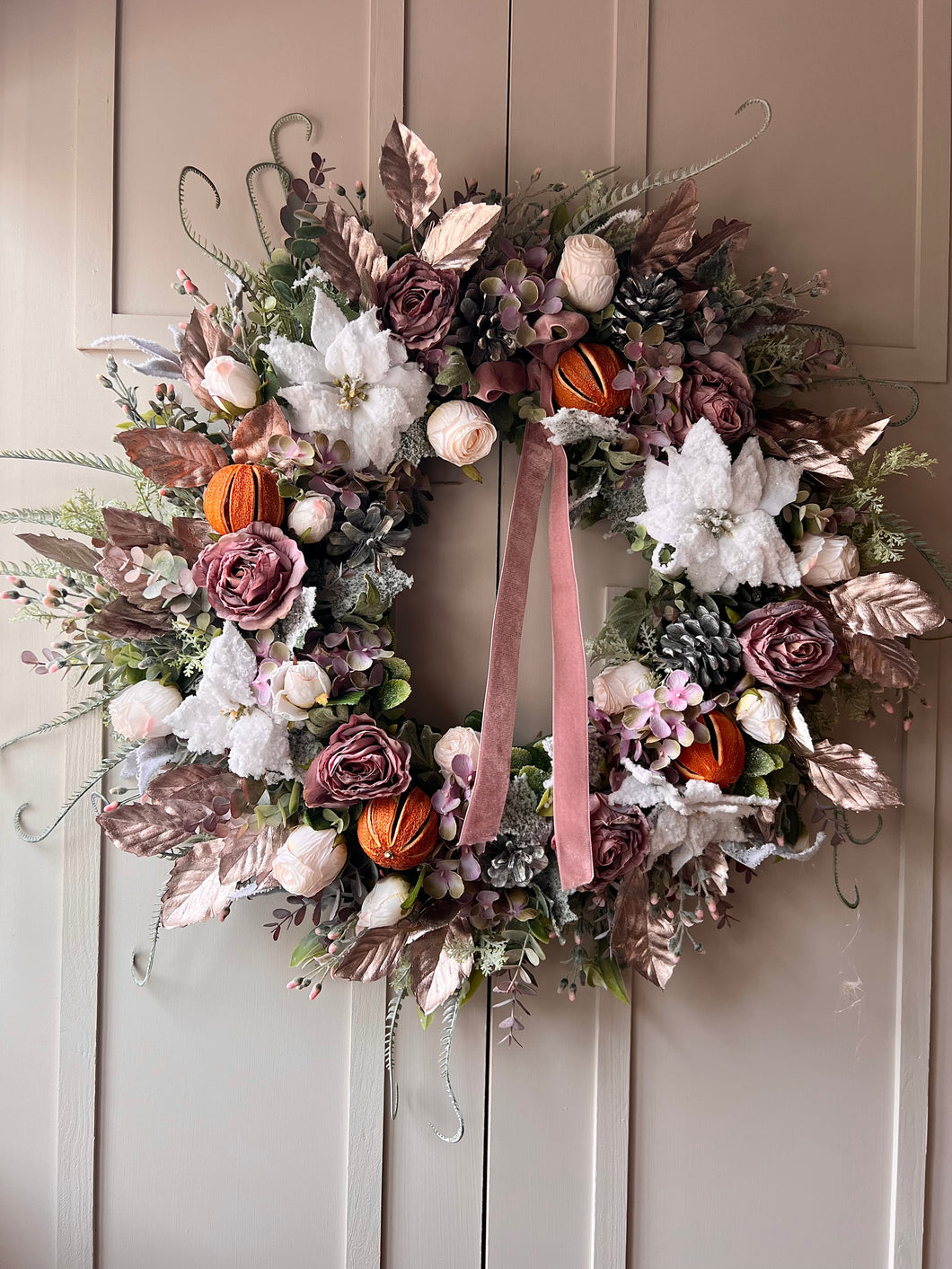 The “pixie” faux Christmas winter wreath free uk shipping