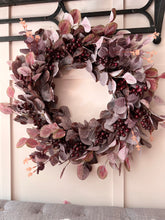 Load image into Gallery viewer, Large “Celia” burgundy red berry faux wreath free uk shipping
