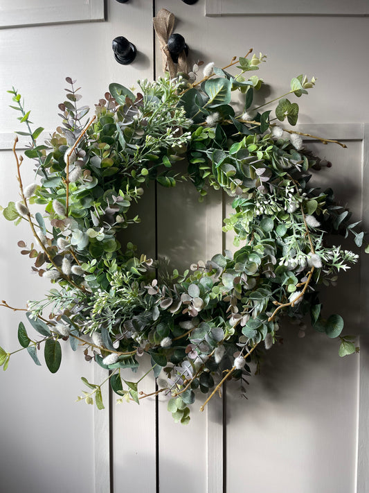 “EVERGREEN” willow faux wreath