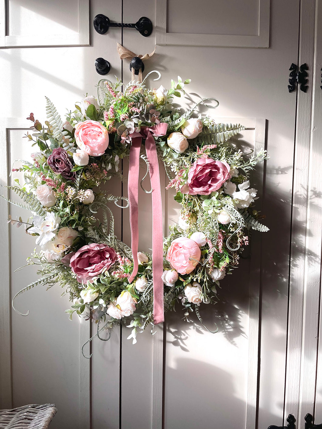 “BRIDGERTON” English garden faux wreath (FREE P&P)